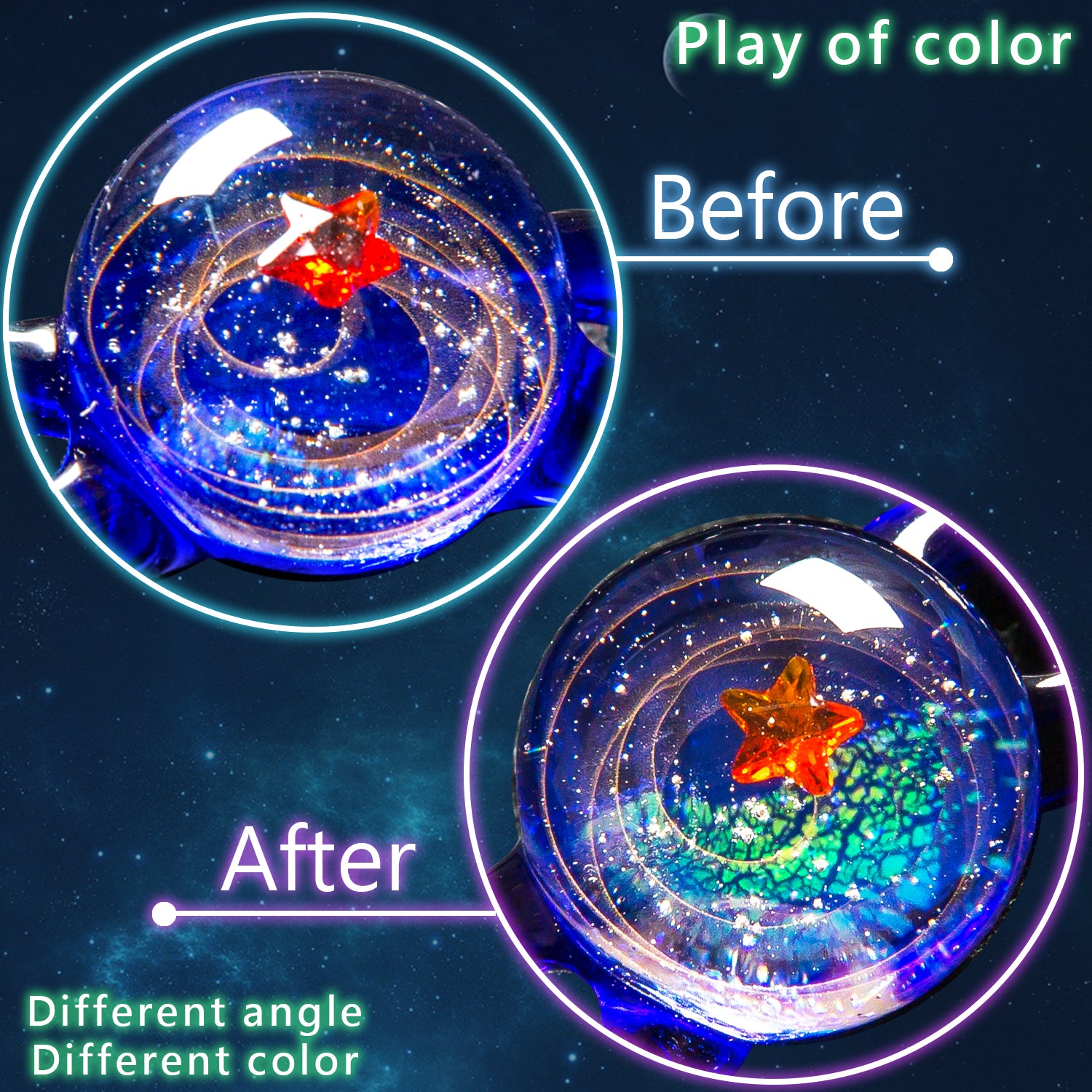 Pavaruni Original Galaxy Glass Japan, Universe Glass Accessories, Space Cosmos Galileo Eris(Bracelet)(Play of Color)