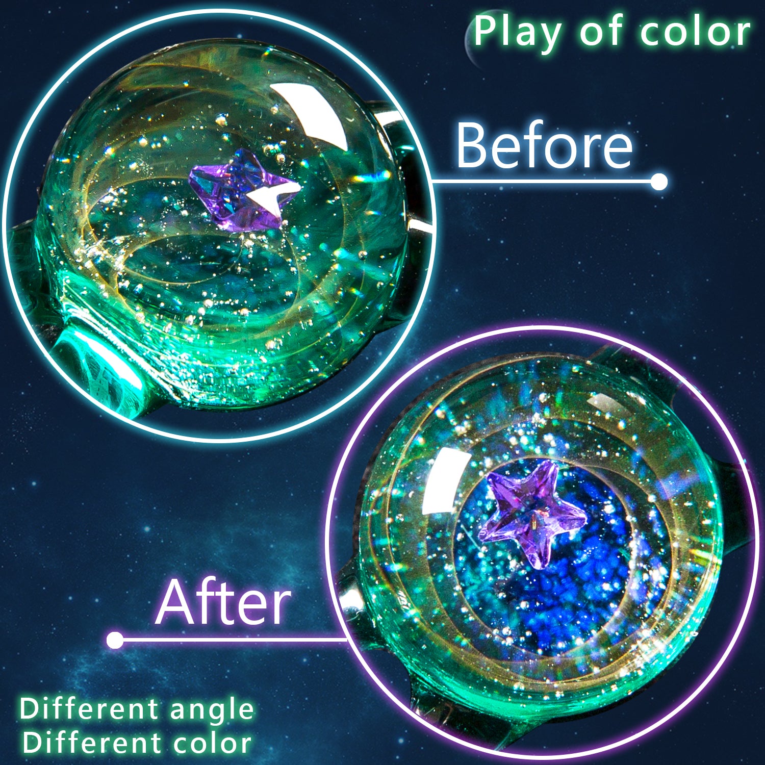 Pavaruni Original Galaxy Glass Japan, Universe Glass Accessories, Space Cosmos Galileo Eupheme(Bracelet)(Play of Color))