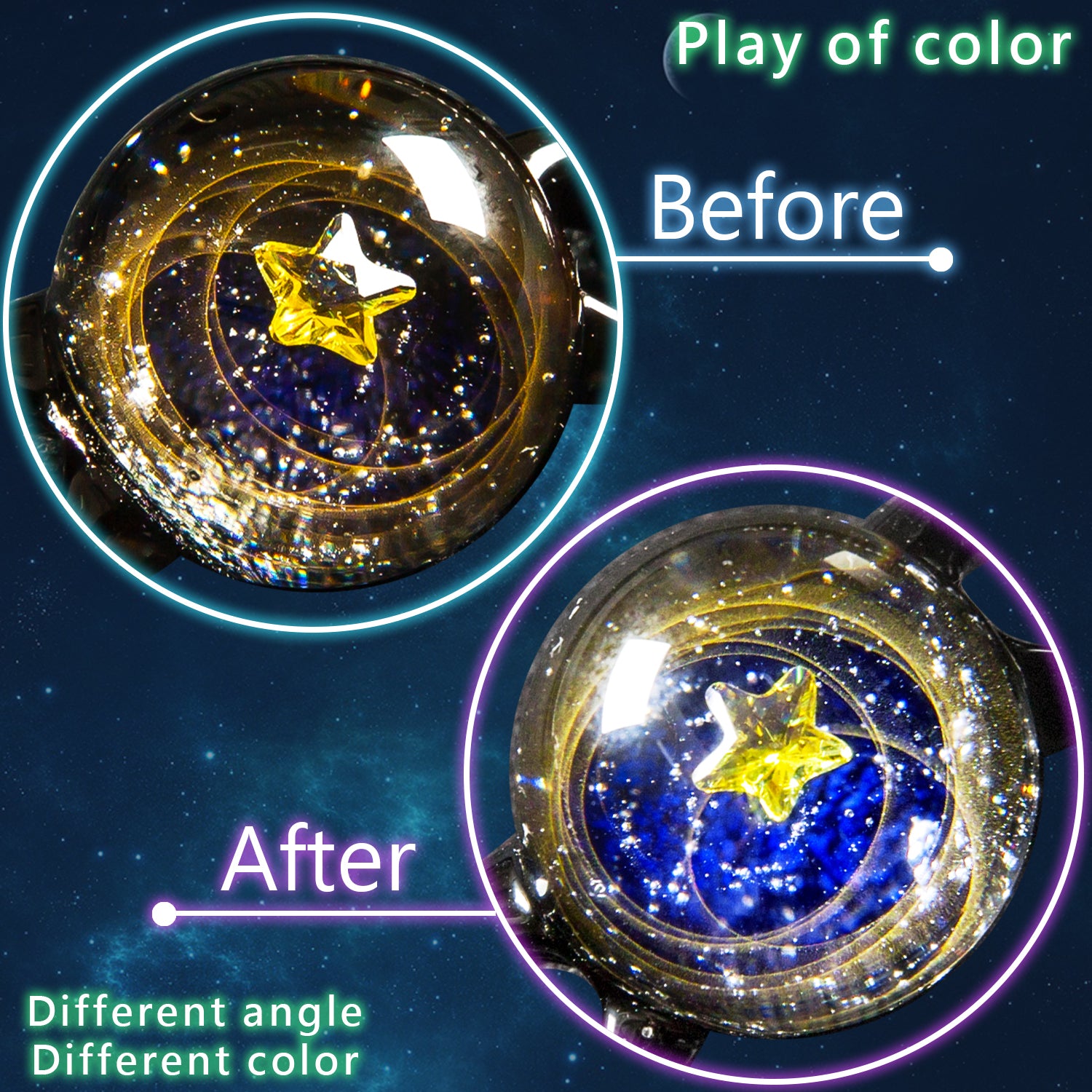 Pavaruni Original Galaxy Glass Japan, Universe Glass Accessories, Space Cosmos Galileo Pallas(Bracelet)(Play of Color)