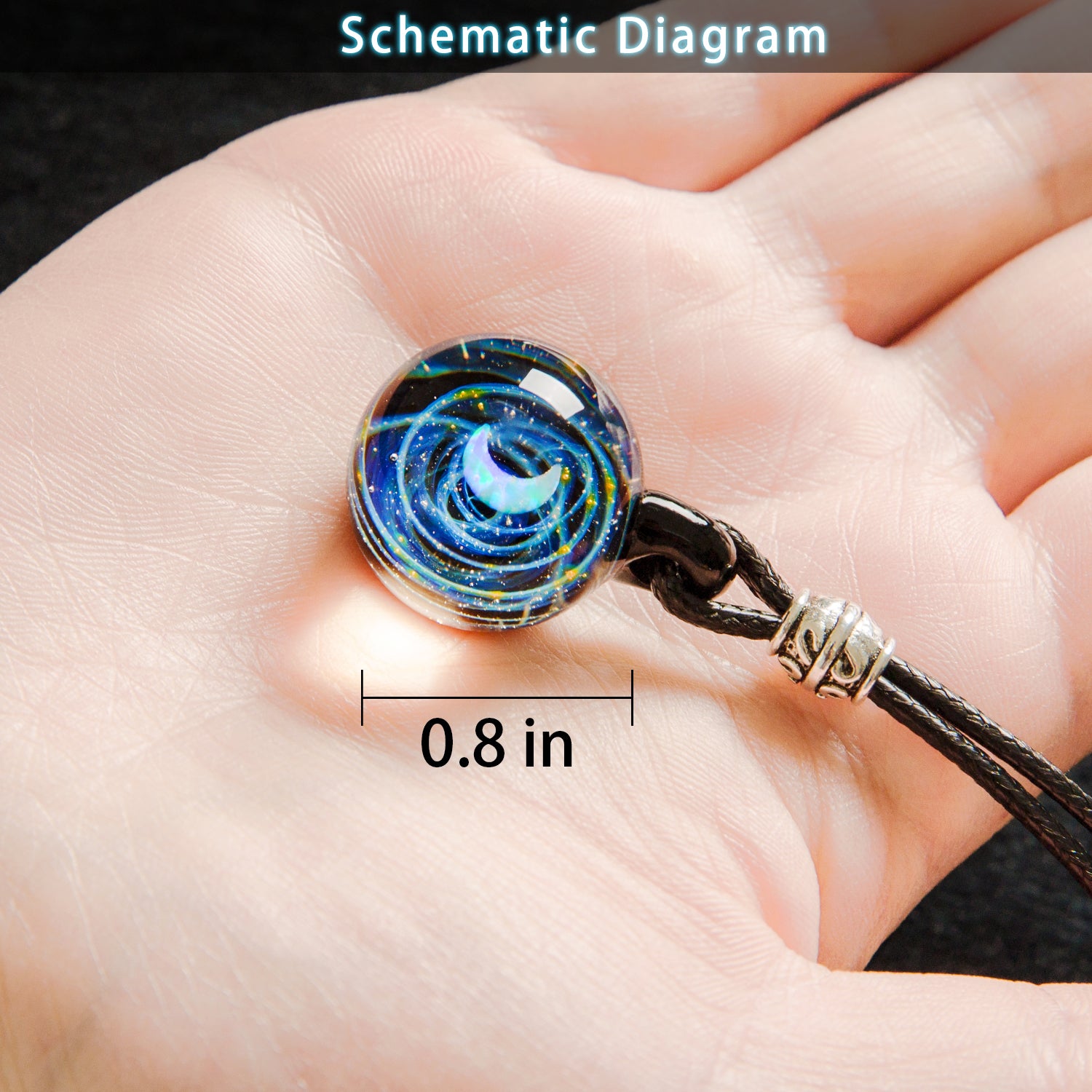 Pavaruni Original Galaxy Glass Pendant Japan Necklace, Universe Glass Accessories, Space Cosmos Galileo (Apollo)
