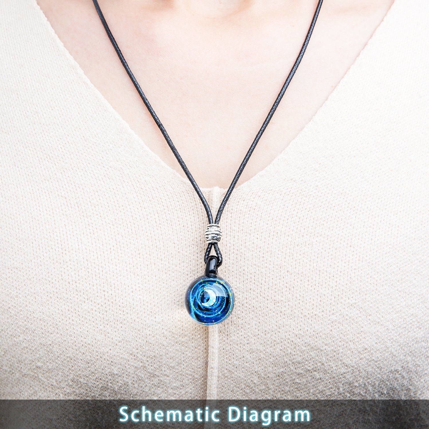 Pavaruni Original Galaxy Glass Pendant Japan Necklace, Universe Glass Accessories, Space Cosmos Galileo (Apollo)
