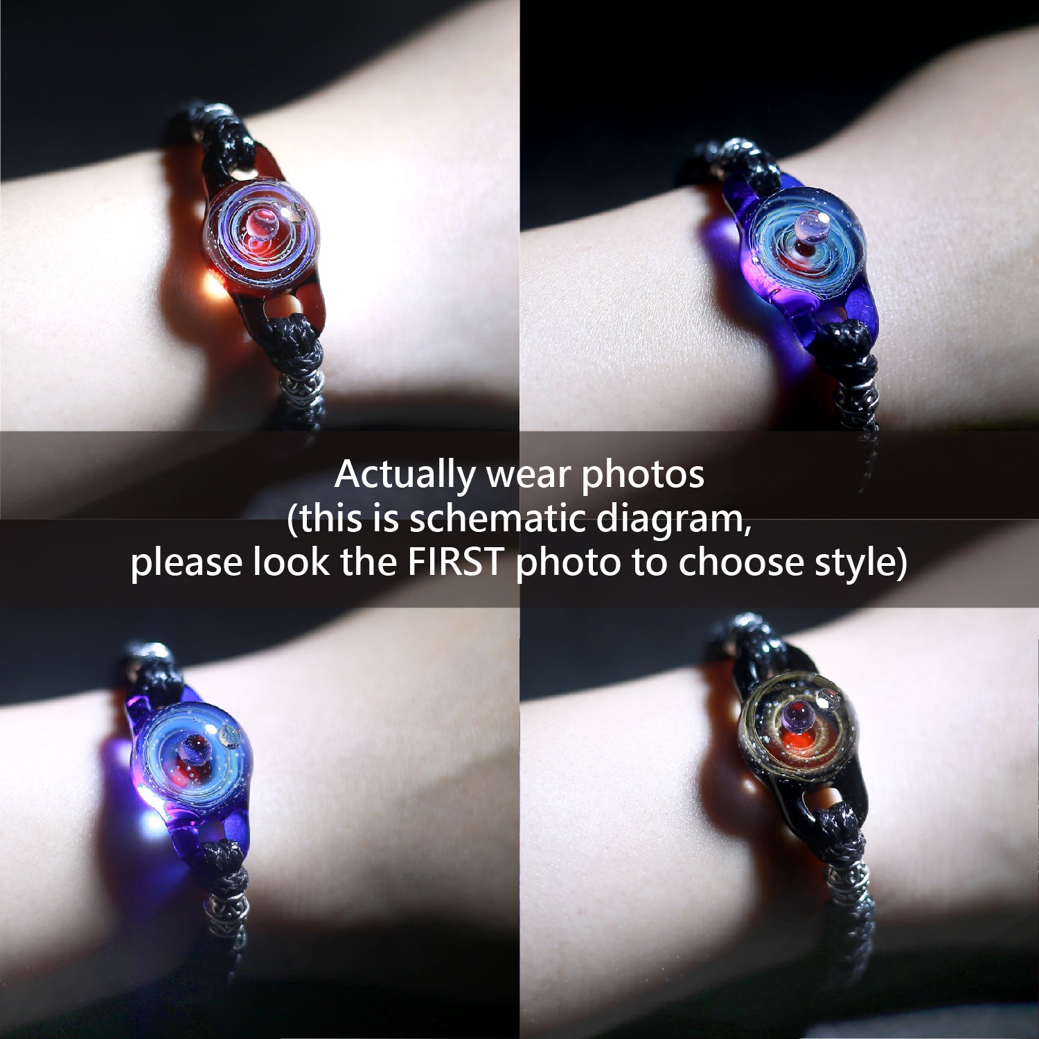 Pavaruni Original Galaxy Glass Japan Bracelet, Universe Glass Accessories, Space Cosmos Galileo (Mars)