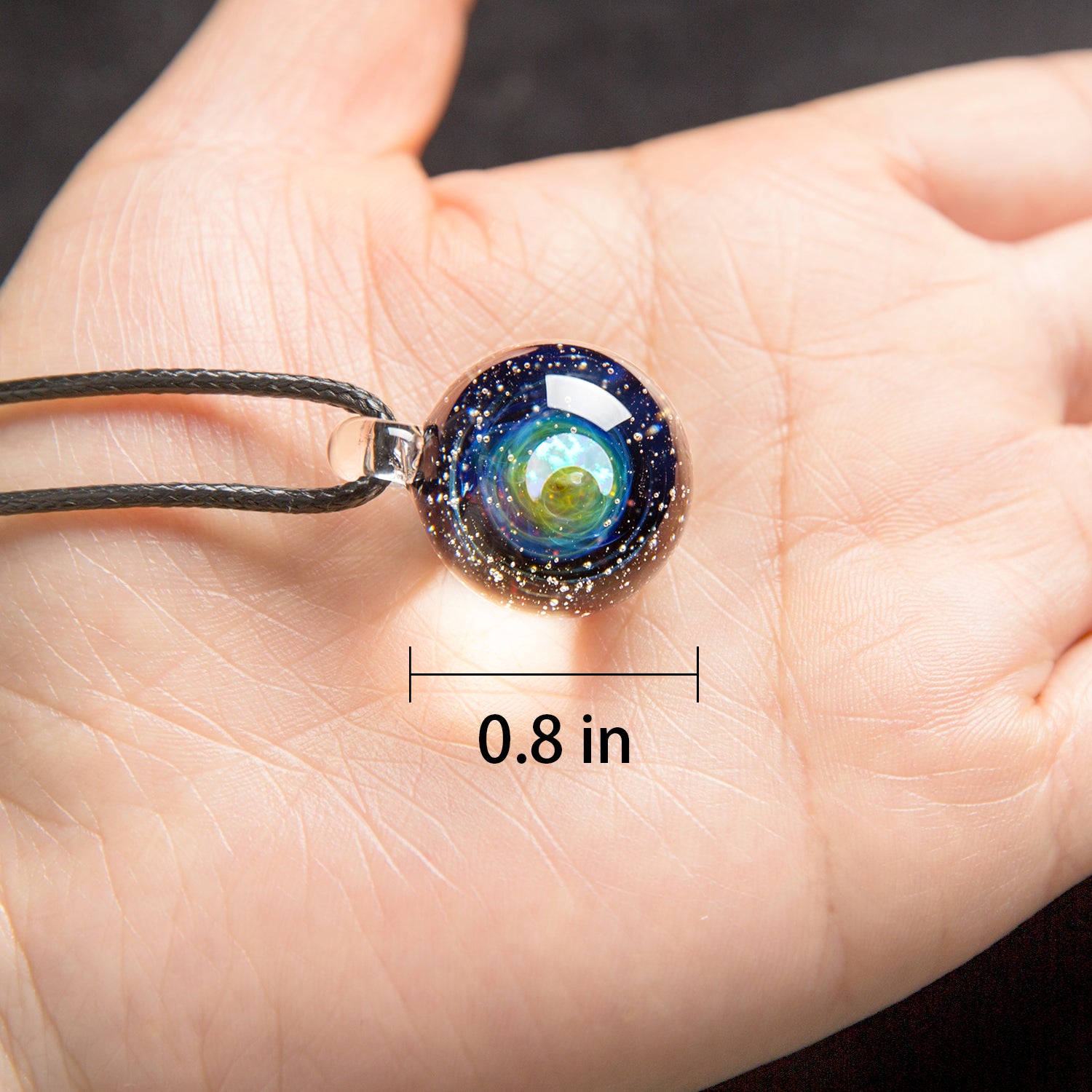 Pavaruni Aurora Moon Original Galaxy Pendant Necklace, Universe Glass, Space Cosmos Design,Art Japan Handmade Craftsman Pluto(Synthetic Opal Gemstone)