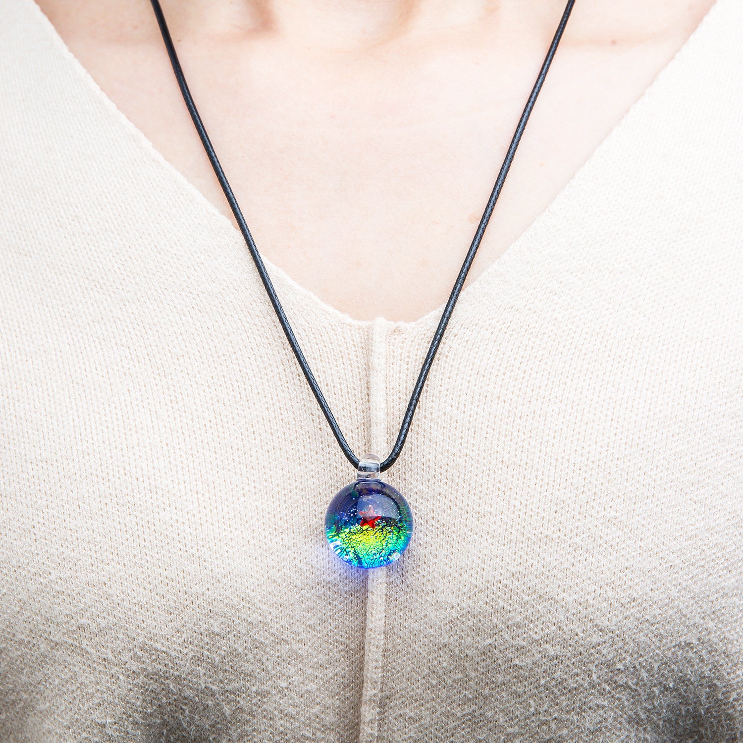 Pavaruni Original Galaxy Glass Pendant Japan Necklace, Universe Glass Accessories, Space Cosmos Galileo Eris(Play of Color)