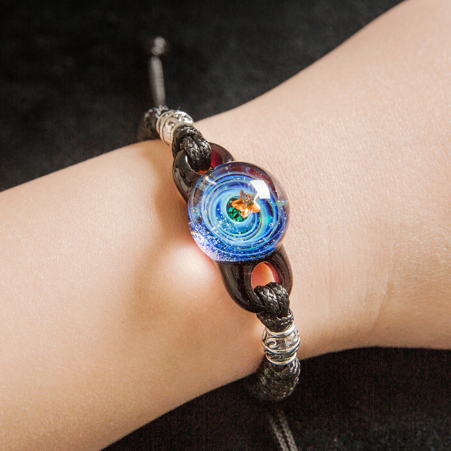 Pavaruni Original Galaxy Glass Japan, Universe Glass Accessories, Space Cosmos Galileo Talos(Bracelet)(Play of Color)