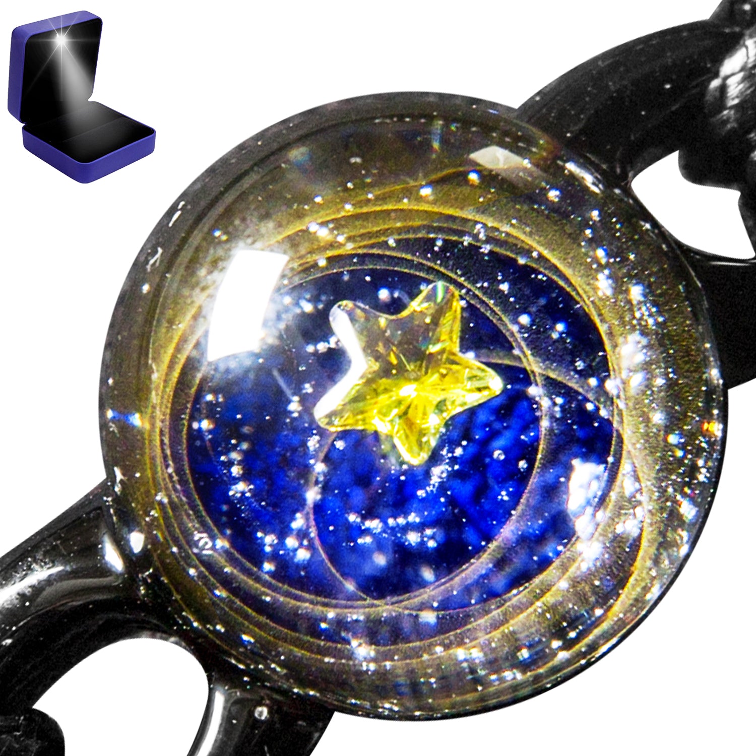 Pavaruni Original Galaxy Glass Japan, Universe Glass Accessories, Space Cosmos Galileo Pallas(Bracelet)(Play of Color)