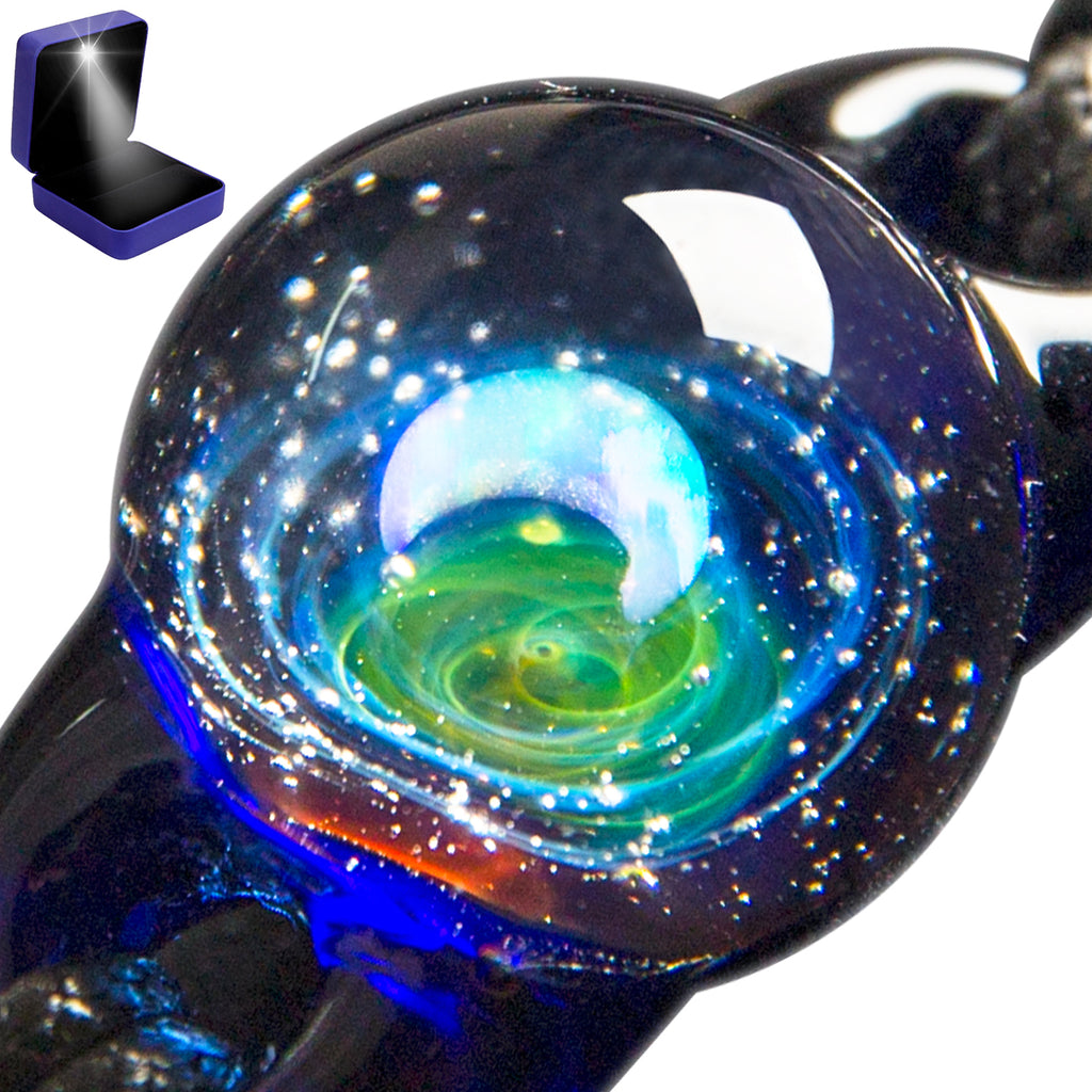 Pavaruni Aurora Original Galaxy Moon, Universe Glass, Space Cosmos Design,Art Japan Handmade Craftsman Pluto(Bracelet)(Synthetic Opal Gemstone)